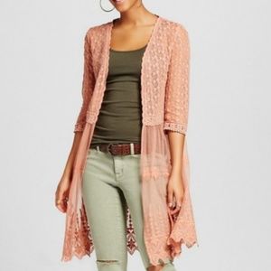 Xhilaration White Lace Embroidered Duster